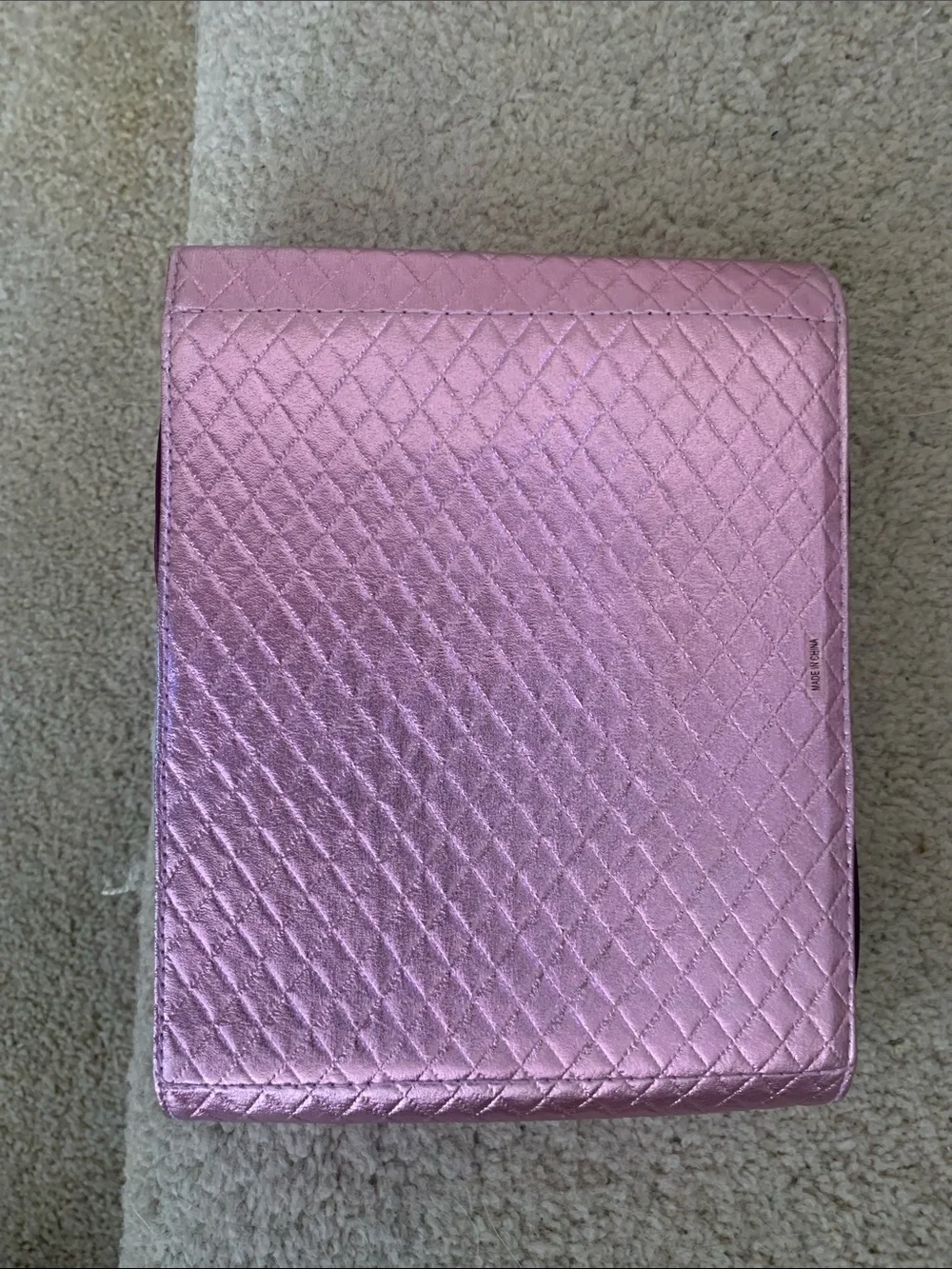 Quilted Metallic Pink Travel Cosmetic Organizer by Benefit  - New
